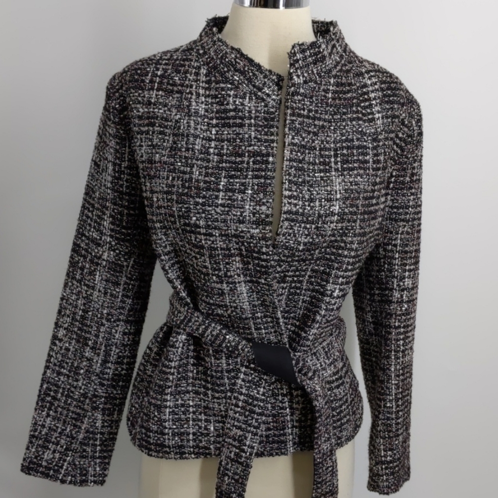 Banana Republic tweed blazer w self-belt-sz SP